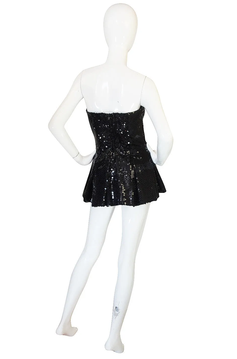1970s Nina Ricci Couture Sequin Corset Top or Micro Mini