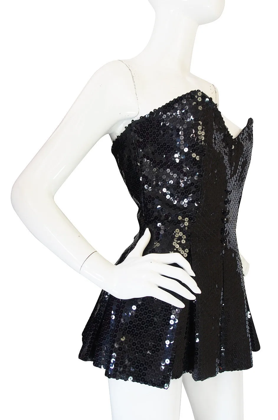 1970s Nina Ricci Couture Sequin Corset Top or Micro Mini