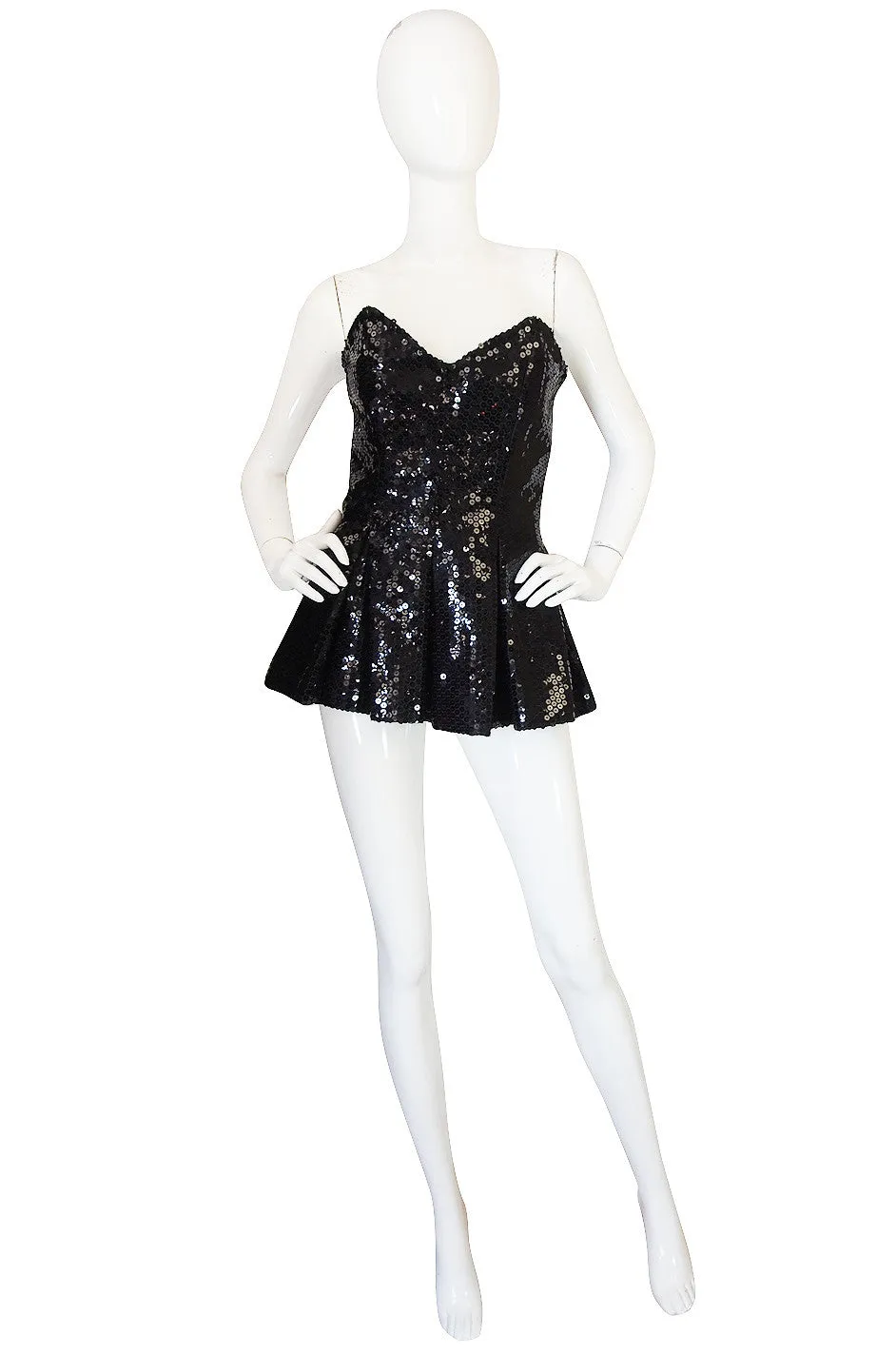 1970s Nina Ricci Couture Sequin Corset Top or Micro Mini