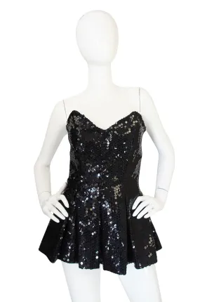 1970s Nina Ricci Couture Sequin Corset Top or Micro Mini