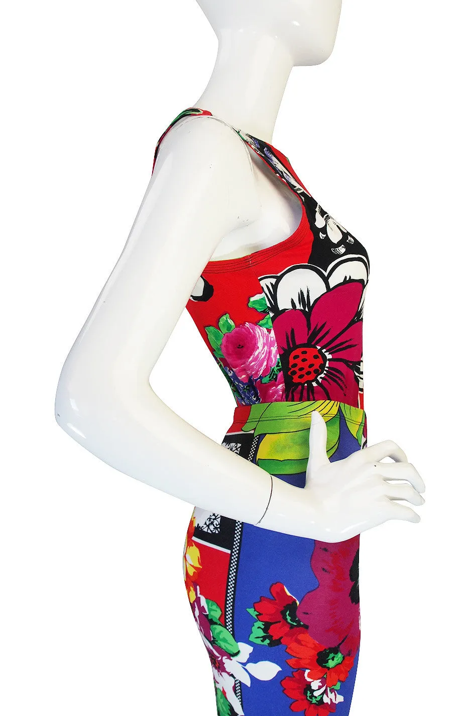 1990s Floral Versace Jeans Couture Bodysuit & Tights