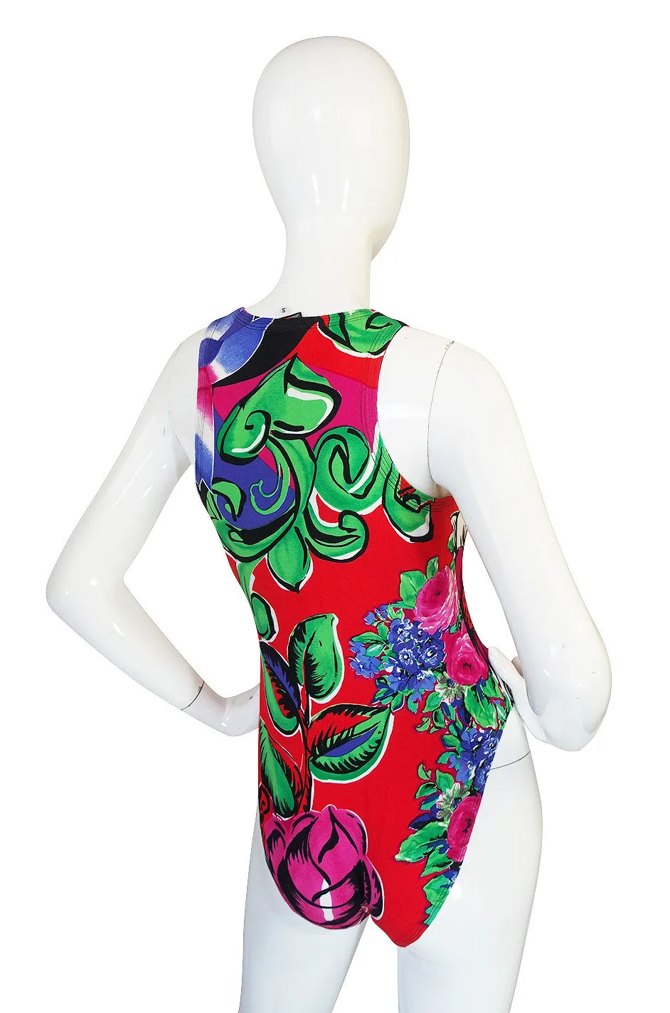 1990s Floral Versace Jeans Couture Bodysuit & Tights