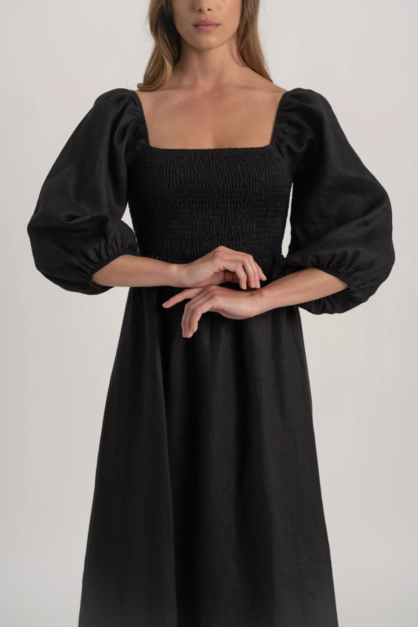 Agapi Linen Maxi Dress Black