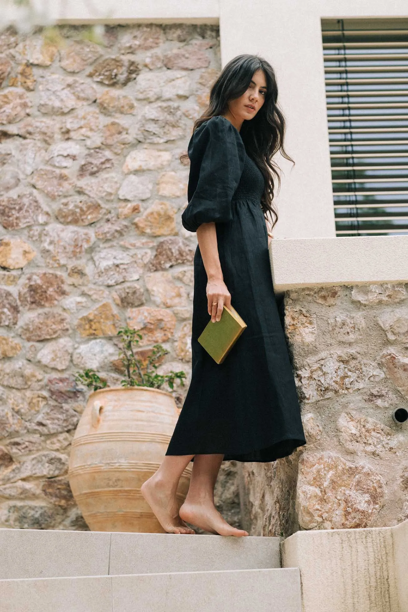 Agapi Linen Maxi Dress Black