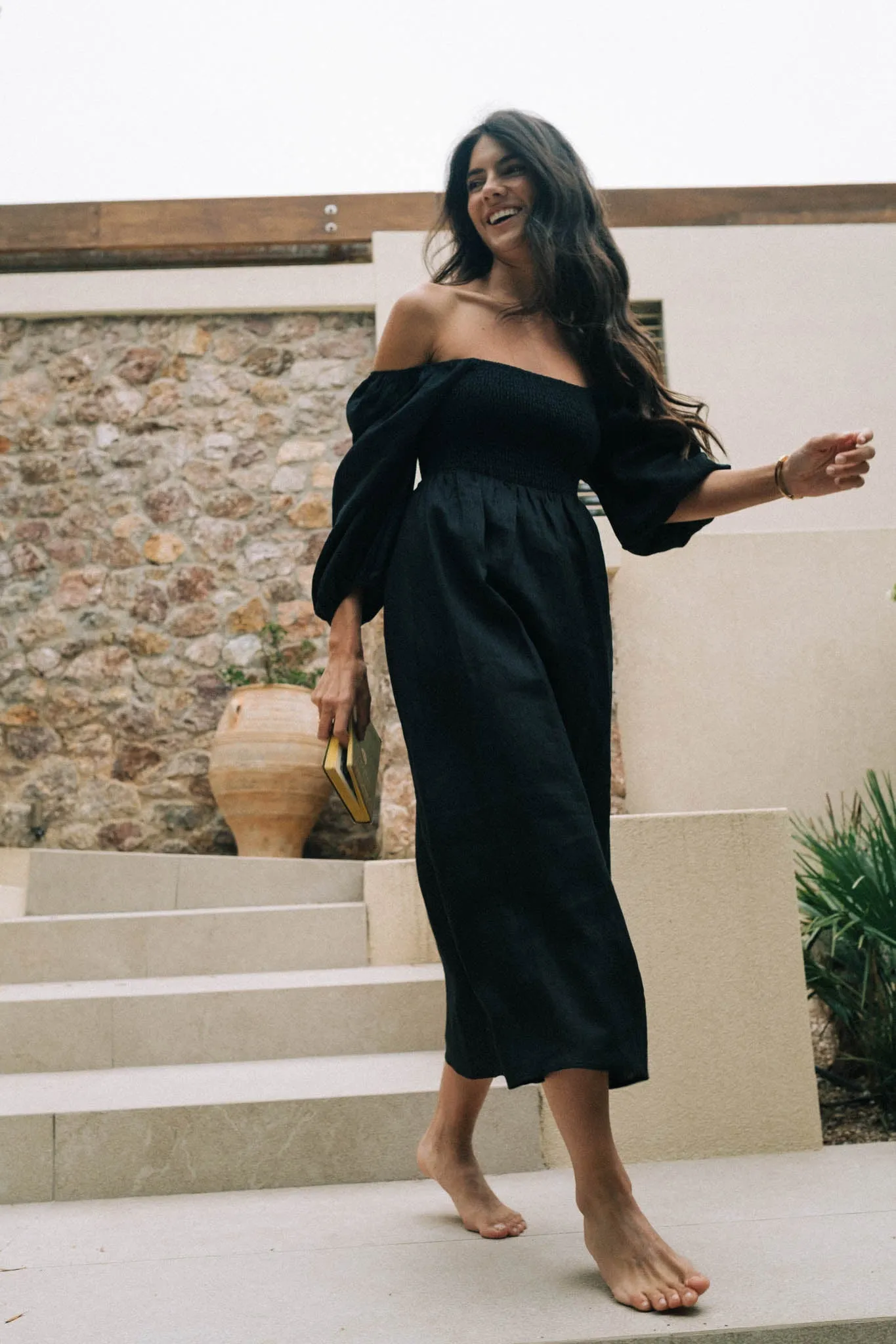 Agapi Linen Maxi Dress Black