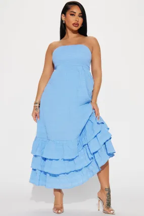 Alice Textured Maxi Dress - Blue