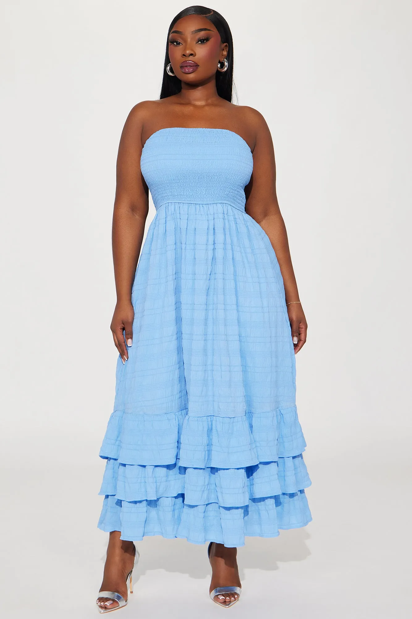 Alice Textured Maxi Dress - Blue