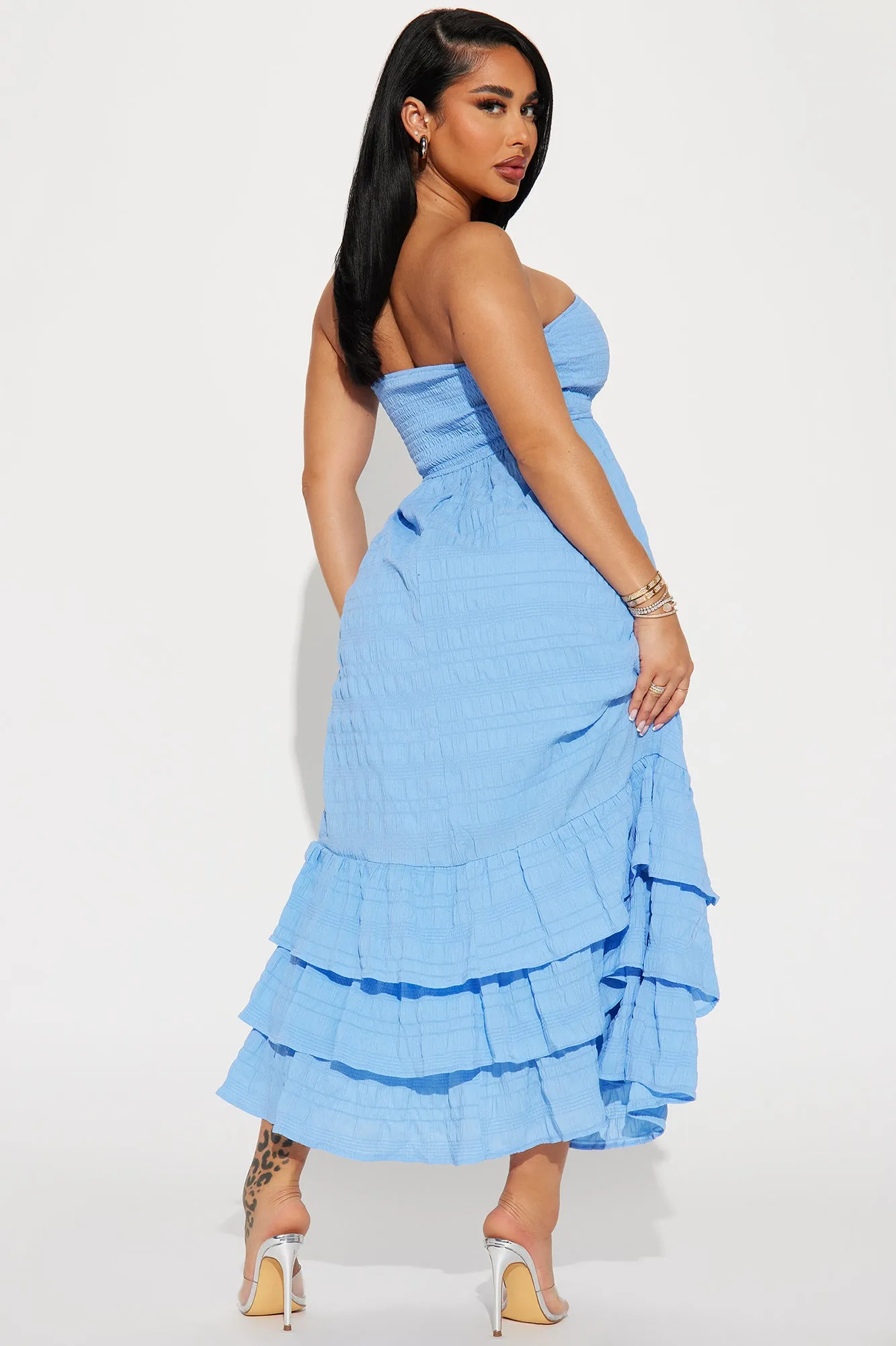 Alice Textured Maxi Dress - Blue