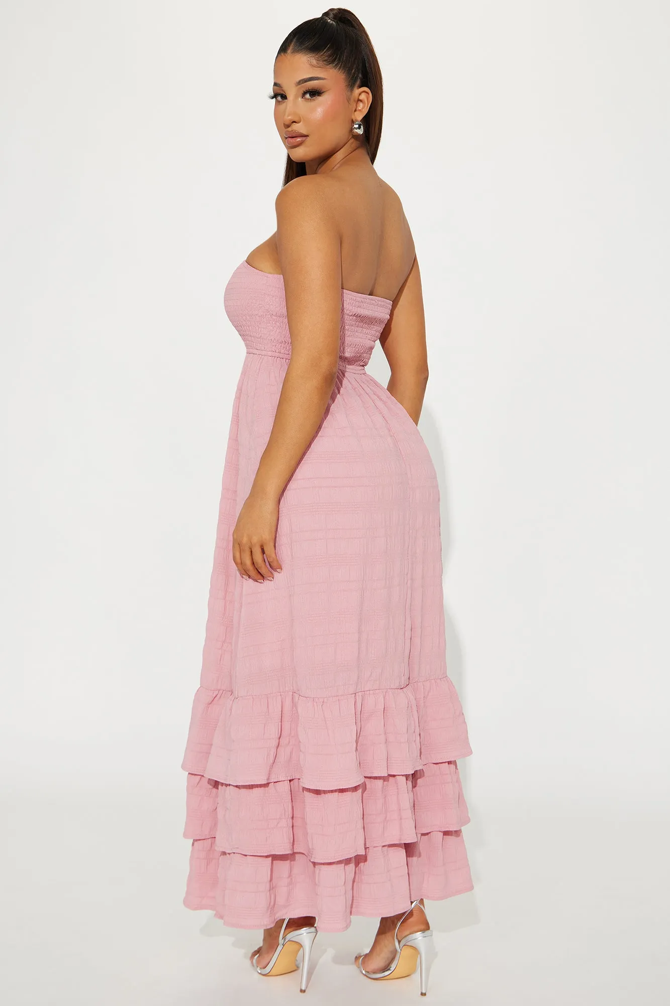 Alice Textured Maxi Dress - Pink