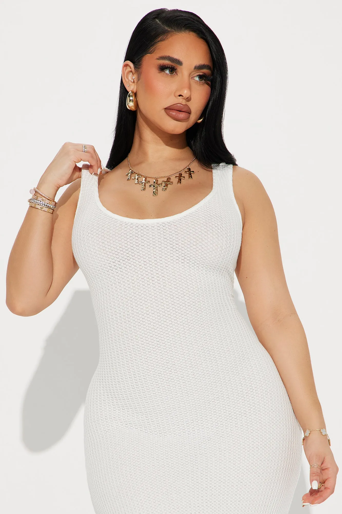Amelia Textured Maxi Dress - White