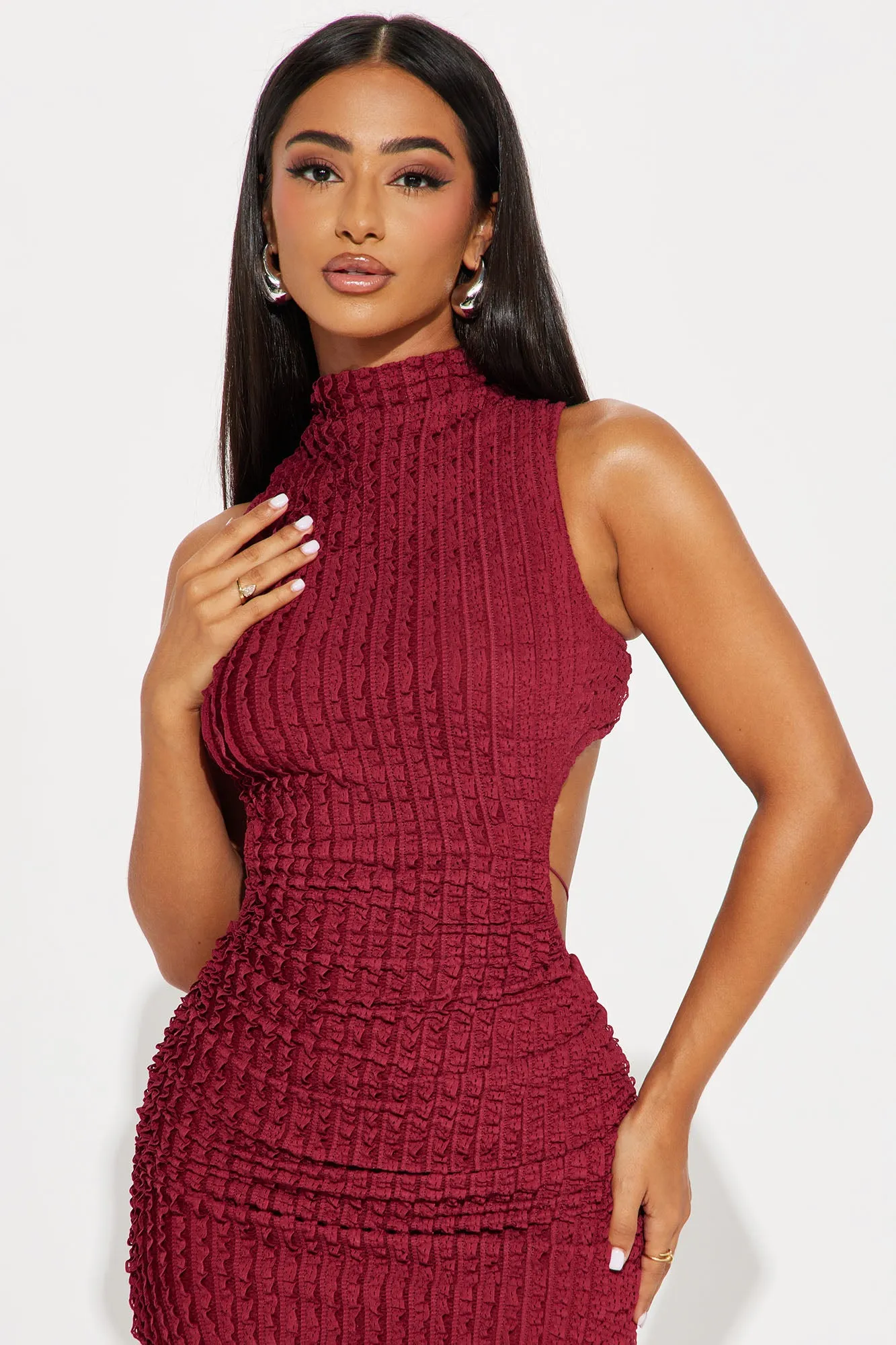 Annie Textured Maxi Dress - Burgundy