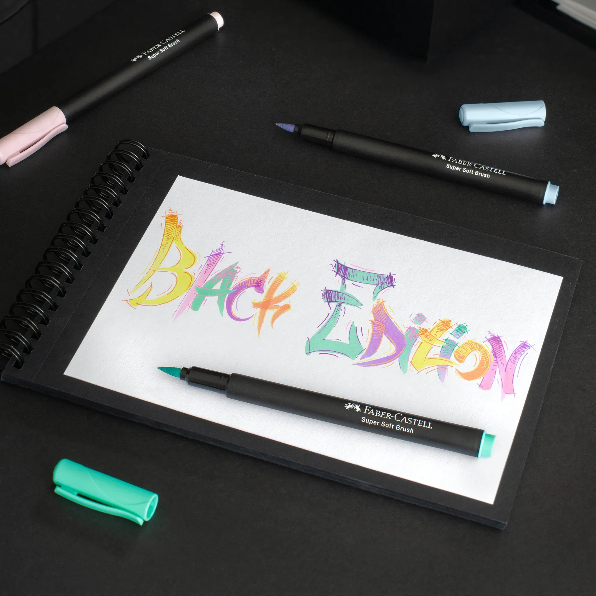 Black Edition Super Soft Brush Pens, Pastel - Box of 6 - #116453