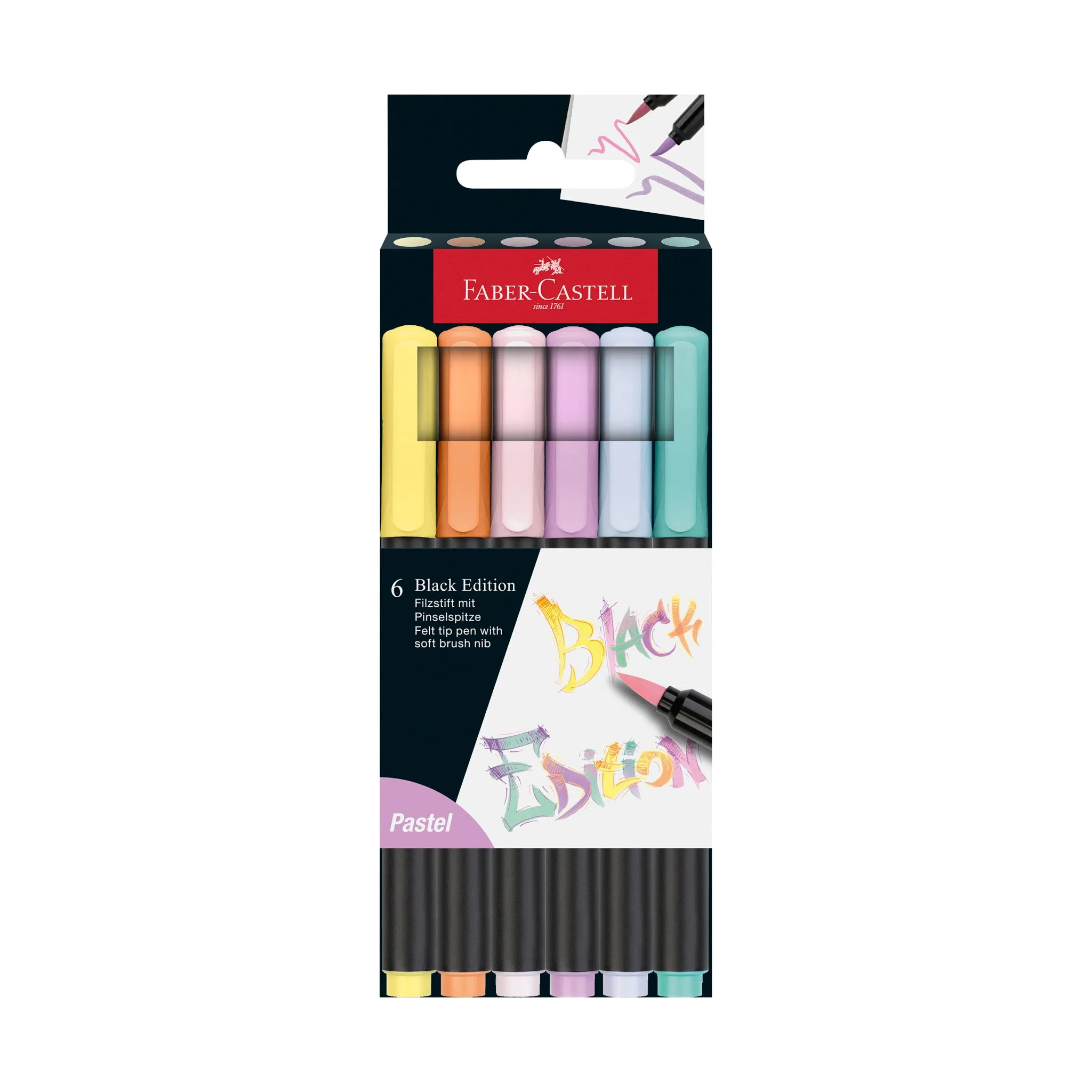 Black Edition Super Soft Brush Pens, Pastel - Box of 6 - #116453