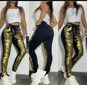 Black Jeans with Gold Accents (C5)