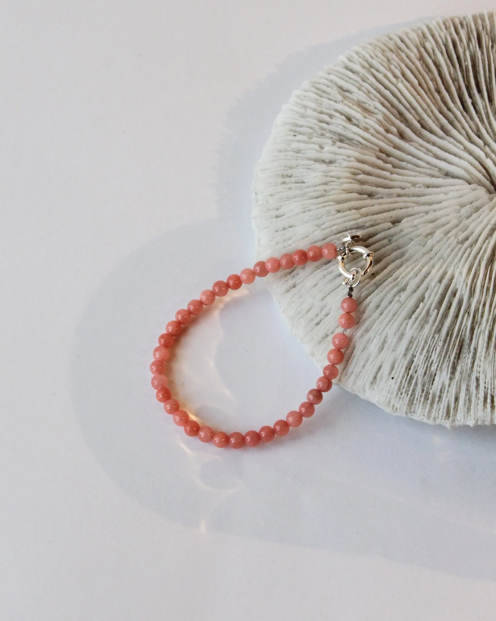 Bracelet Pastel Pink Beads Silver