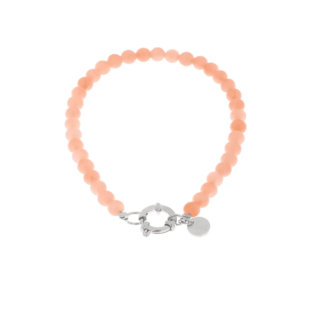 Bracelet Pastel Pink Beads Silver