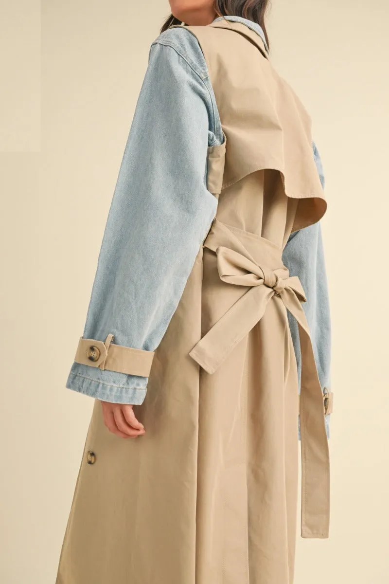 Bri Layered Trench Denim Jacket