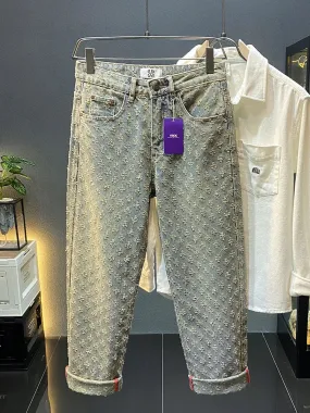 Casual Small Floral Embroidery Loose Jeans