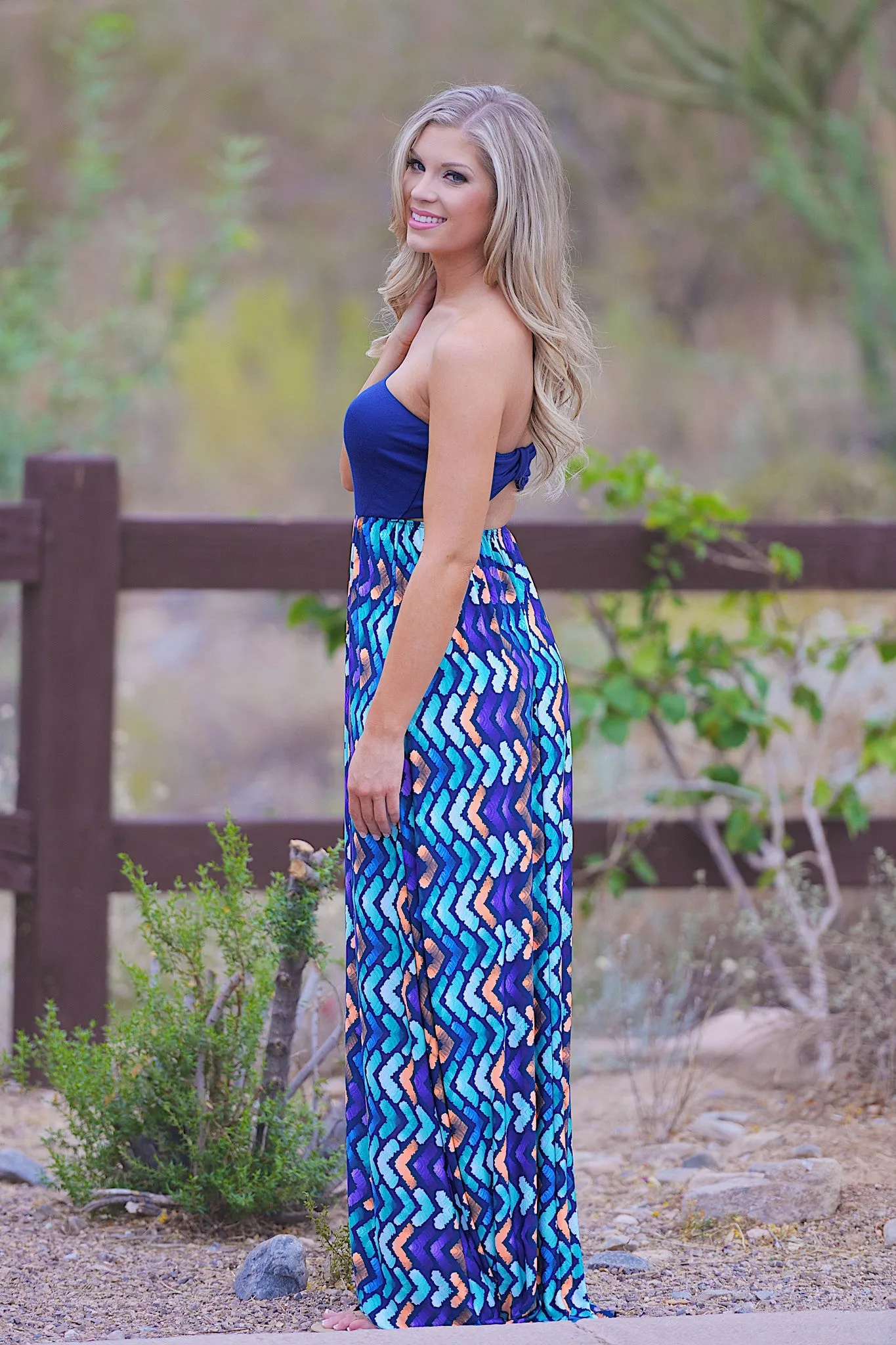 Color Your World Happy Maxi Dress -  Navy