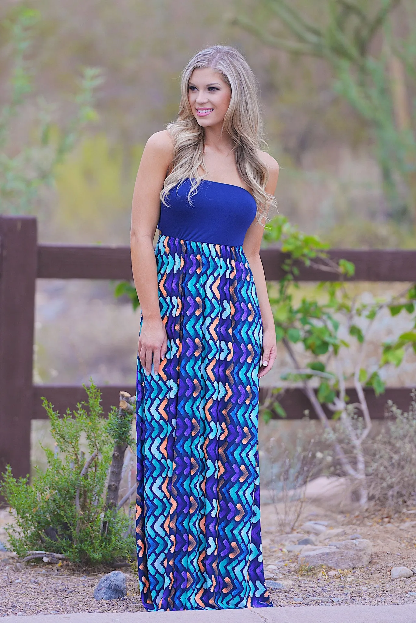 Color Your World Happy Maxi Dress -  Navy