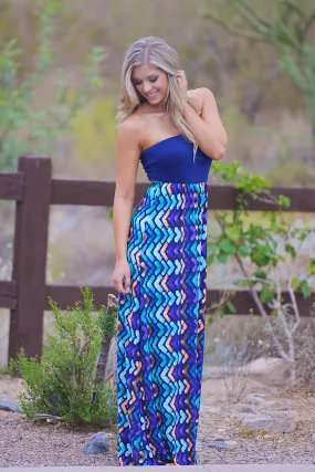 Color Your World Happy Maxi Dress -  Navy