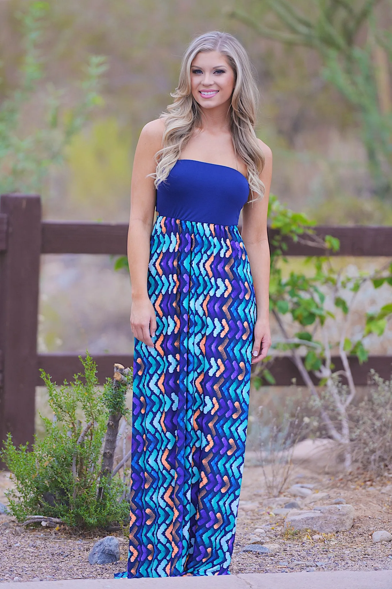 Color Your World Happy Maxi Dress -  Navy