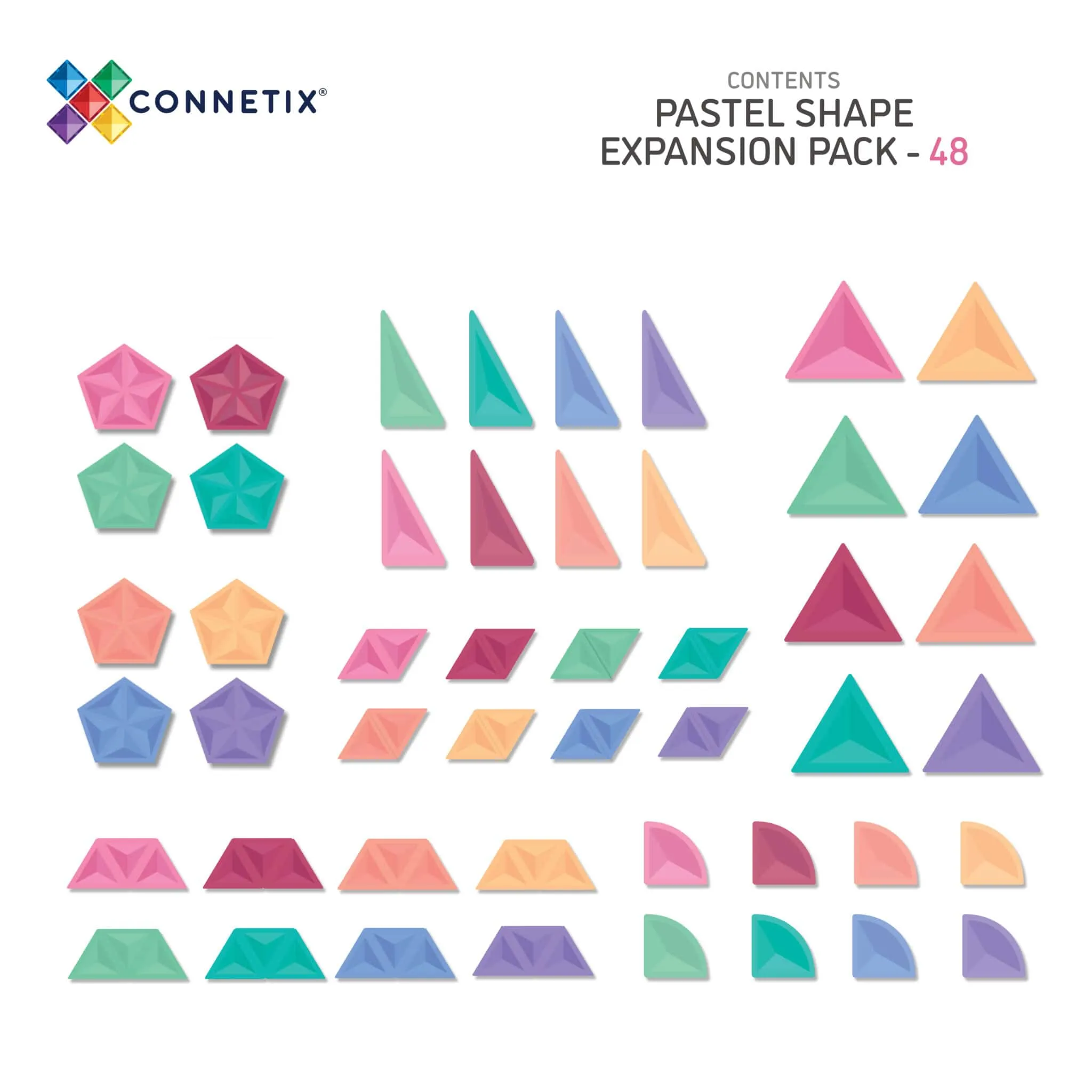 Connetix | Pastel Shape Expansion Pack  48Pc (Ships in one week)