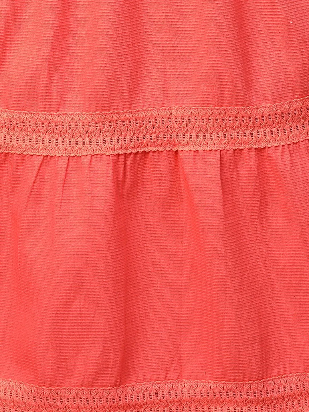 Cotton Textured Crochet Embroidered Maxi - Coral Peach