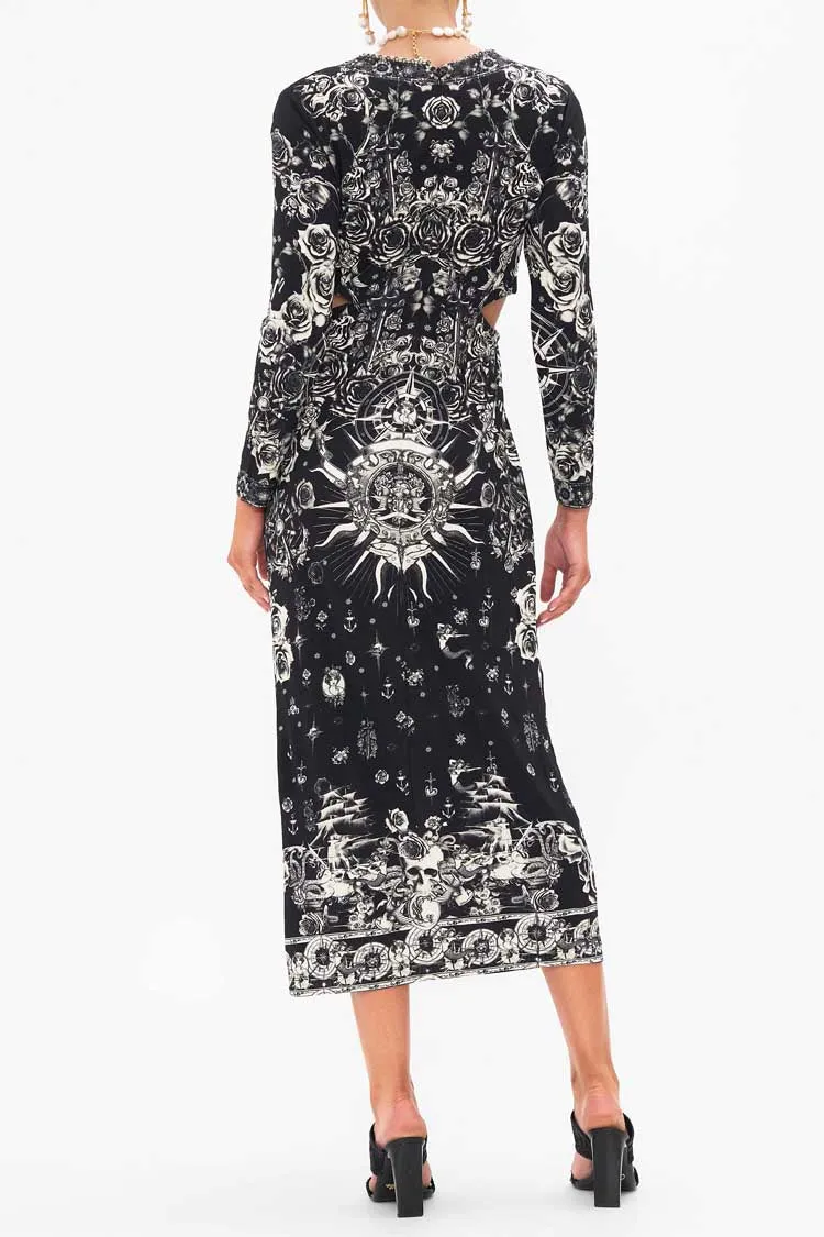 Cut Out Jersey Dress w Hardware in Tales Of Tattoo