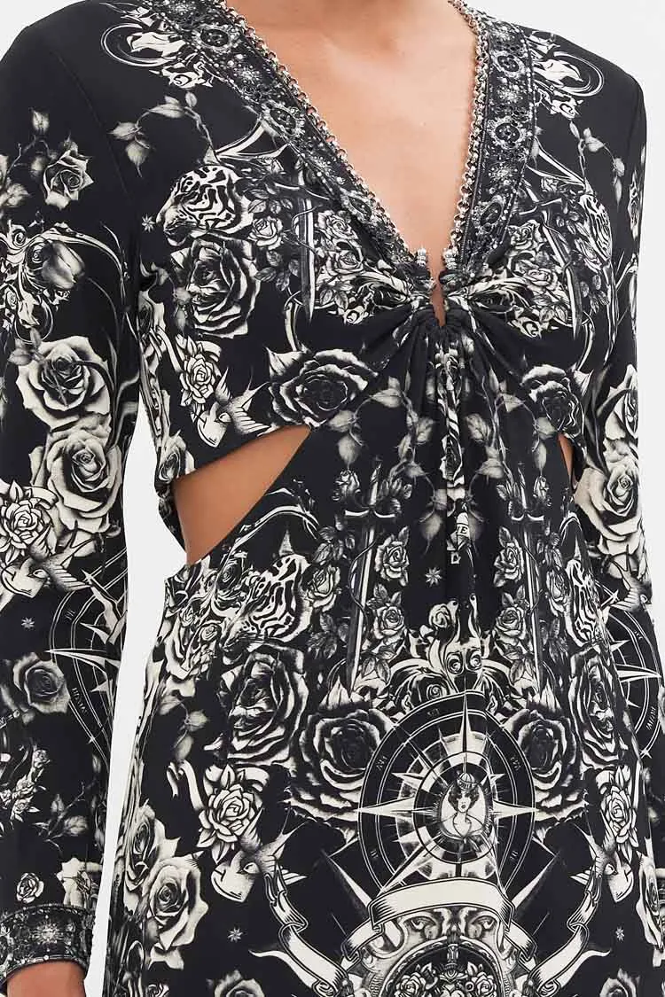Cut Out Jersey Dress w Hardware in Tales Of Tattoo