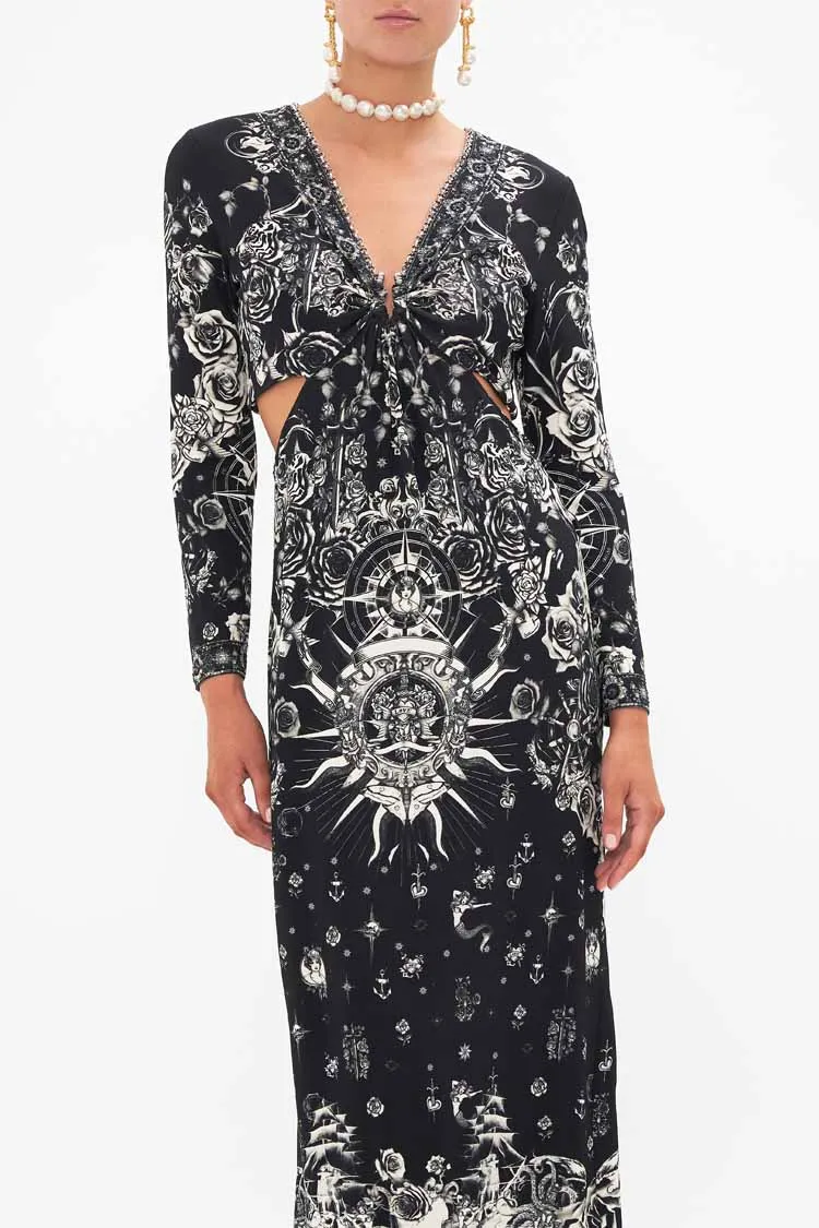 Cut Out Jersey Dress w Hardware in Tales Of Tattoo