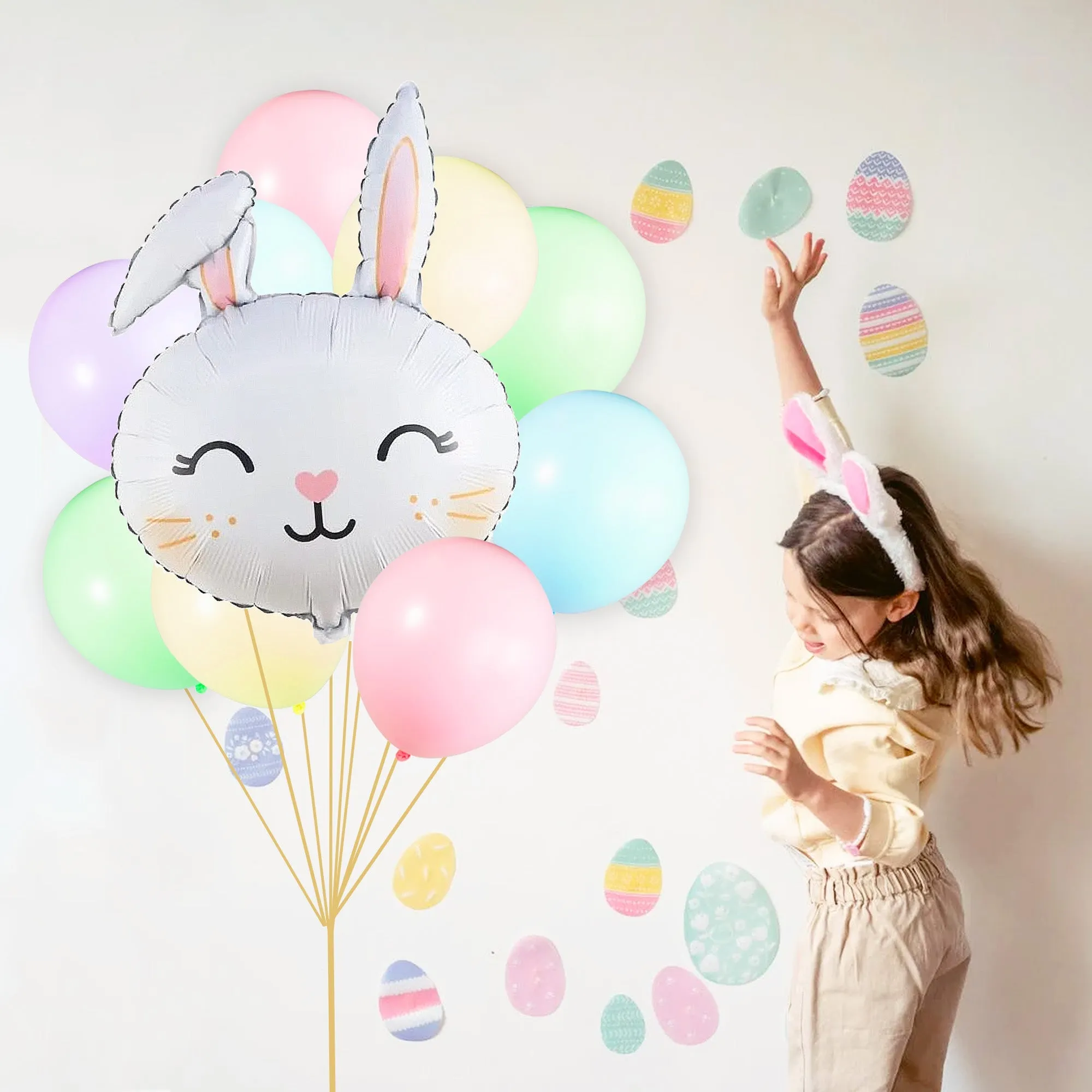 Cute Spring Bunny Pastel Balloon Bouquet (11 Pack)