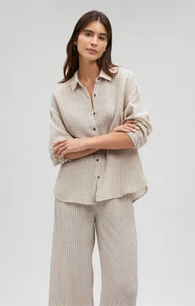DOUBLE FACE LONG SLEEVE SHIRT IN STONE STRIPE