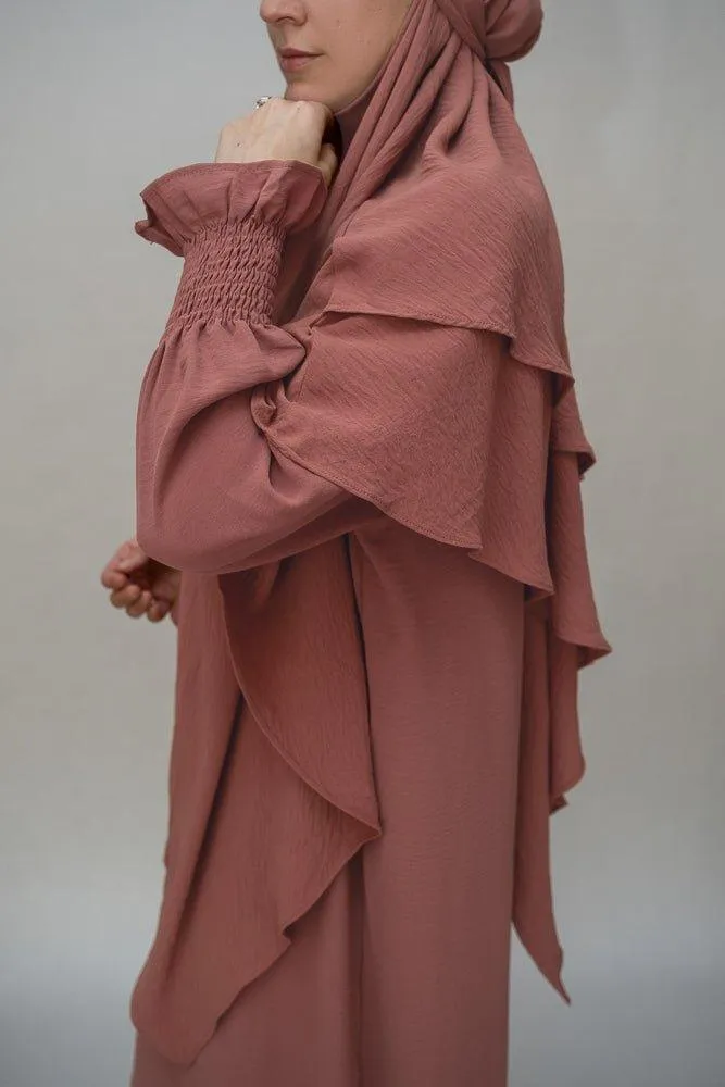 Dusty Pink Non-Wrinkling A-Cut Maxi Dress with Pockets