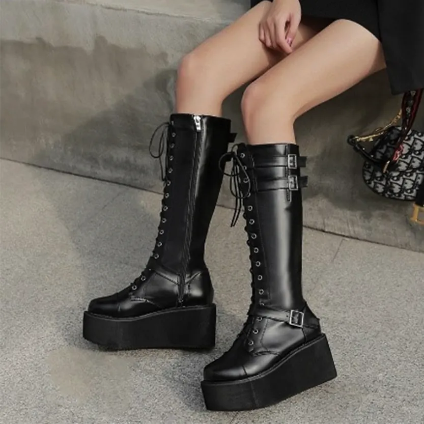 Funki Buys | Boots | Women's Punk Gothic Platform Wedge Boot