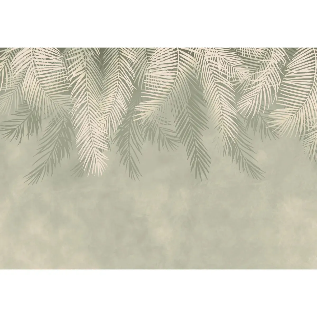 Hanging Tropical Leaves Wallpaper Design Pastel Green
