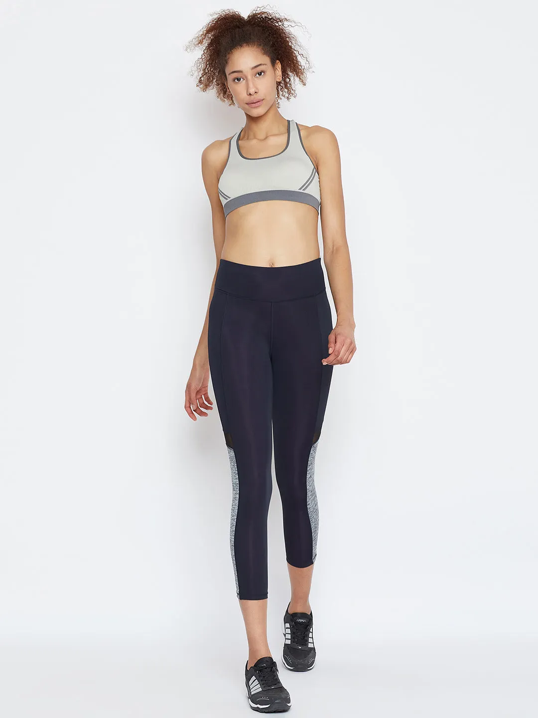 JUMP USA Women Solid Active Wear Navy Blue Tights