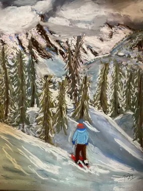 Lone Skier in Courmayeur Mont Blanc