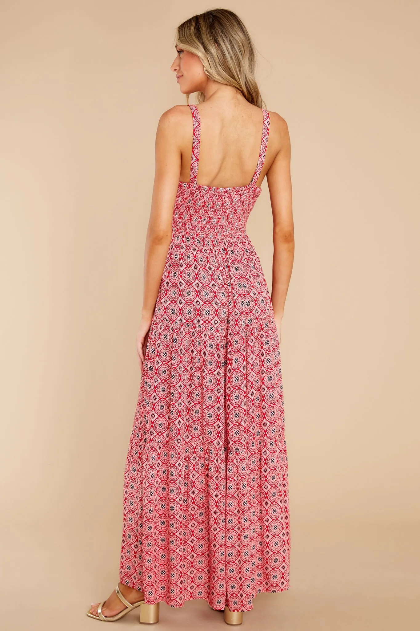 Love Tripping Red Medallion Print Maxi Dress