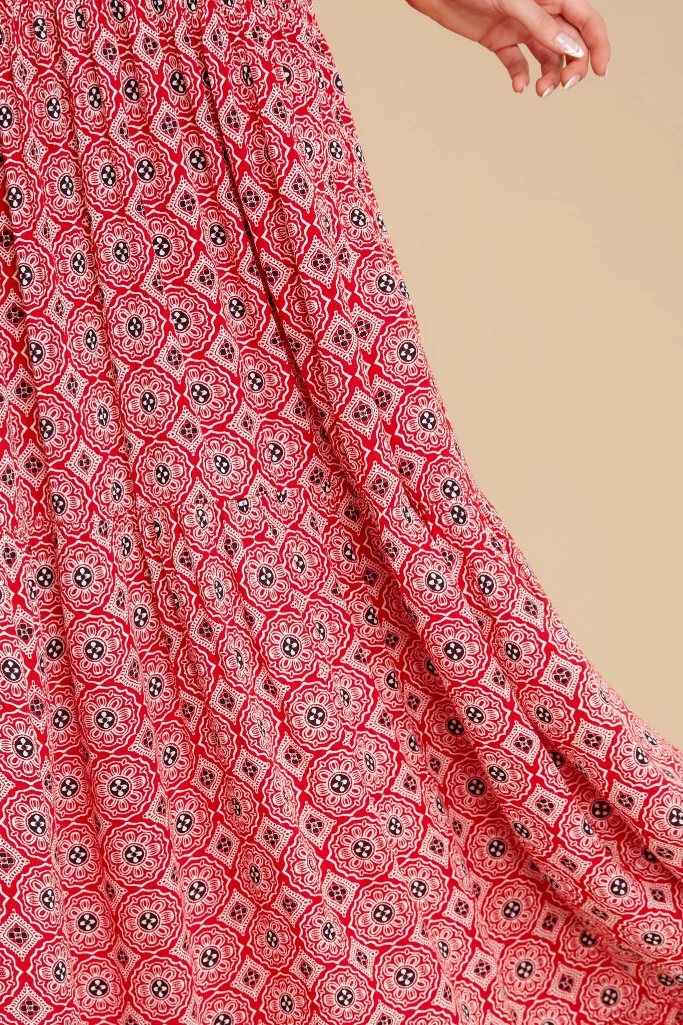 Love Tripping Red Medallion Print Maxi Dress
