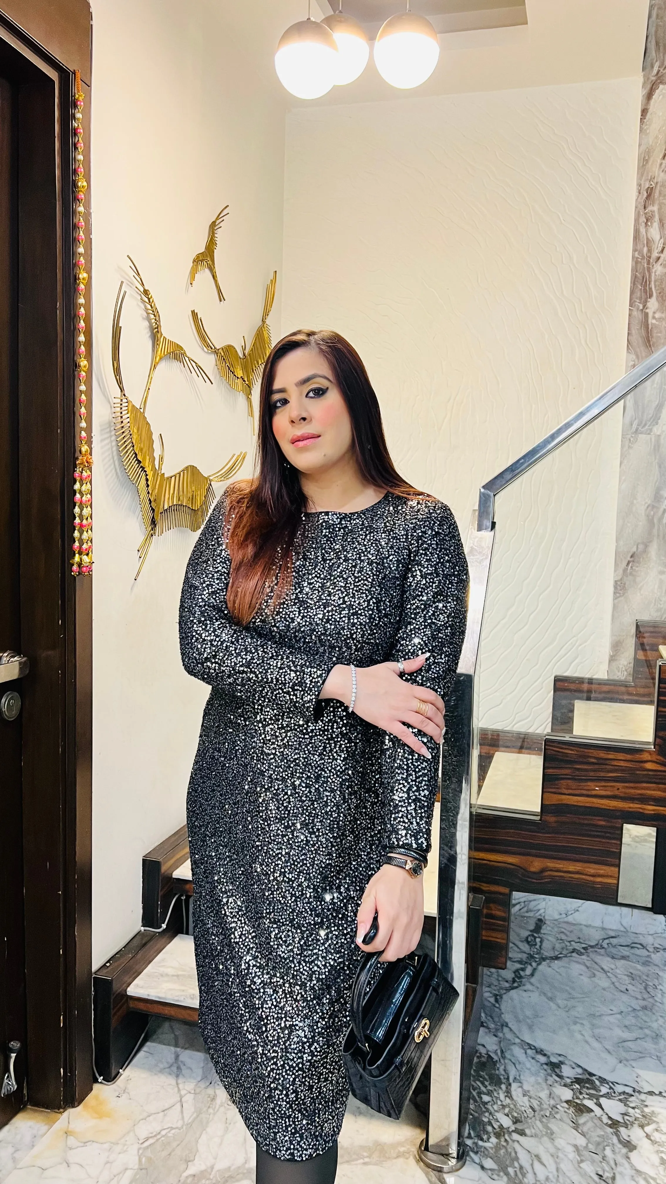 Midnight Sequin Midi Dress