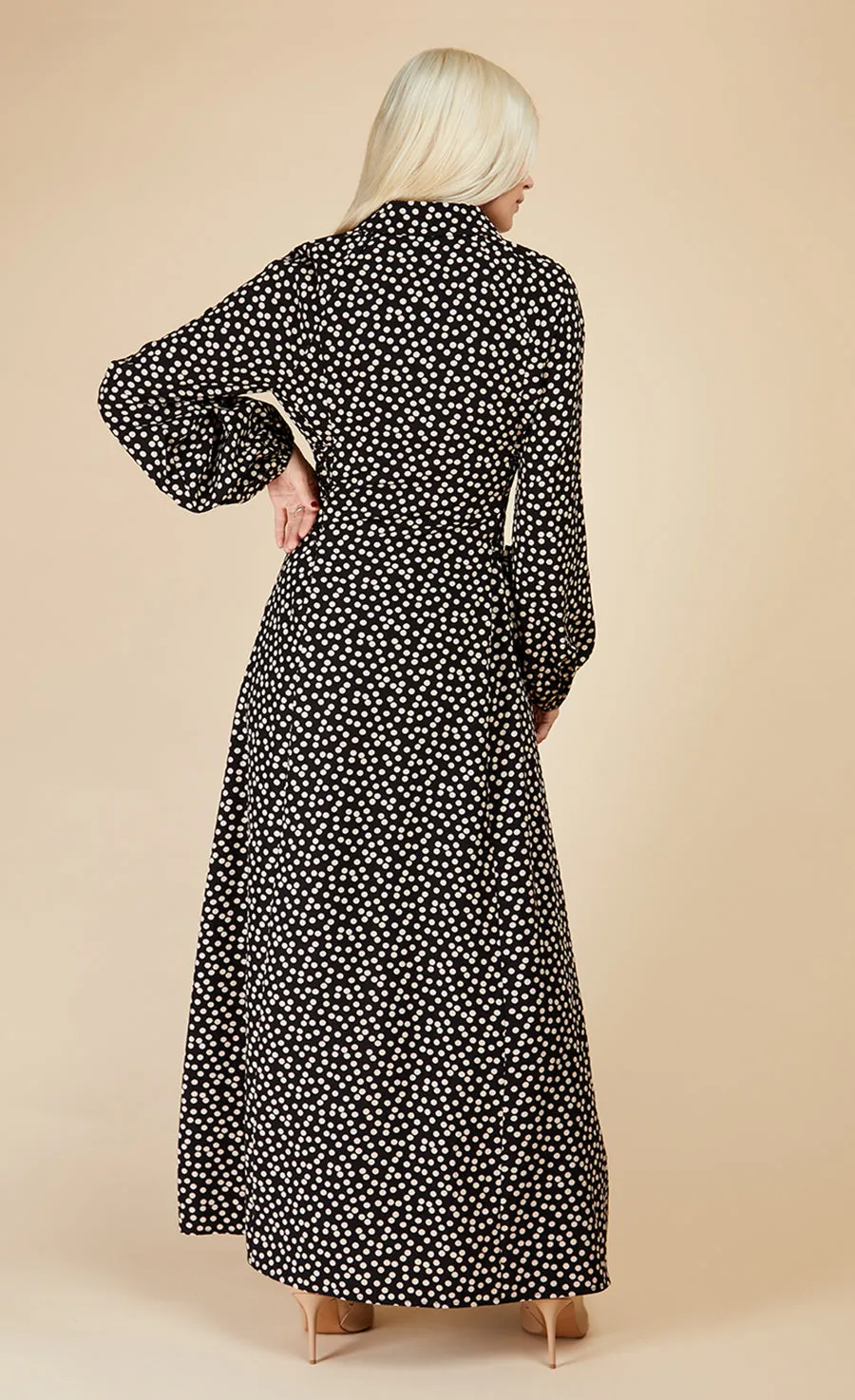 Mono Spot Lace Up Maxi Shirt Dress by Vogue Williams