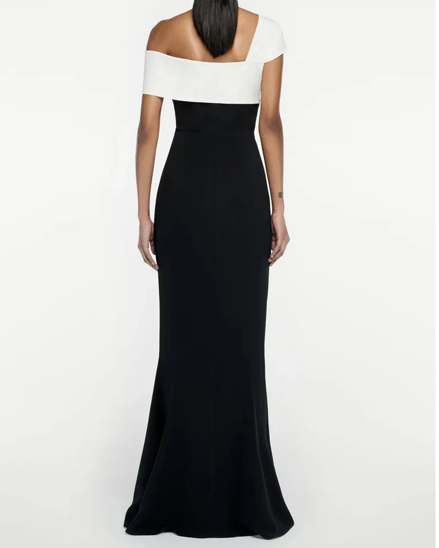 Monochrome Asymmetric Cady Maxi Dress
