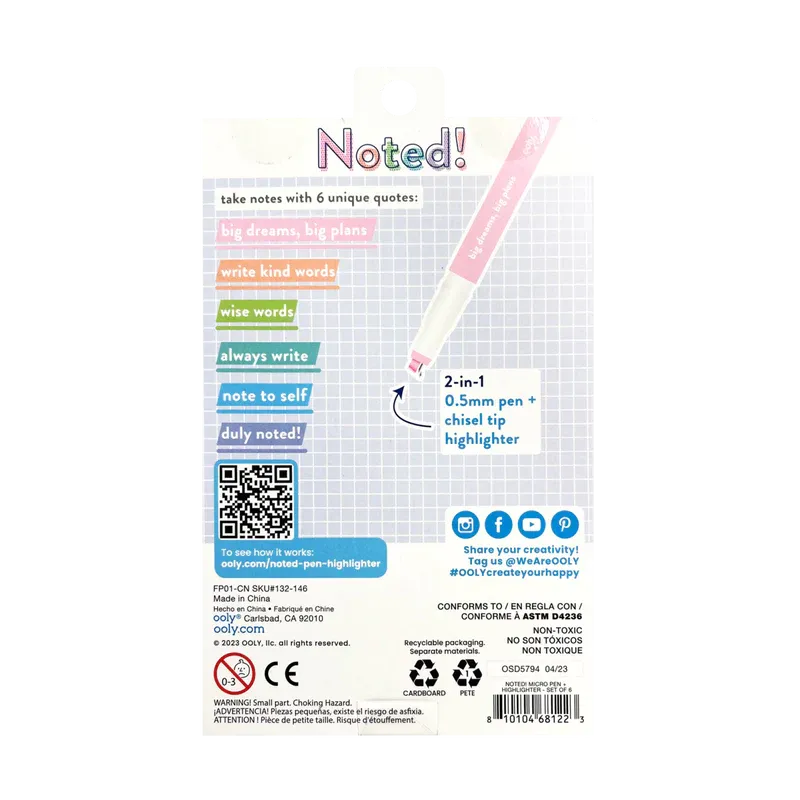Noted! 2-in-1 Micro Fine Tip Pen & Highlighters