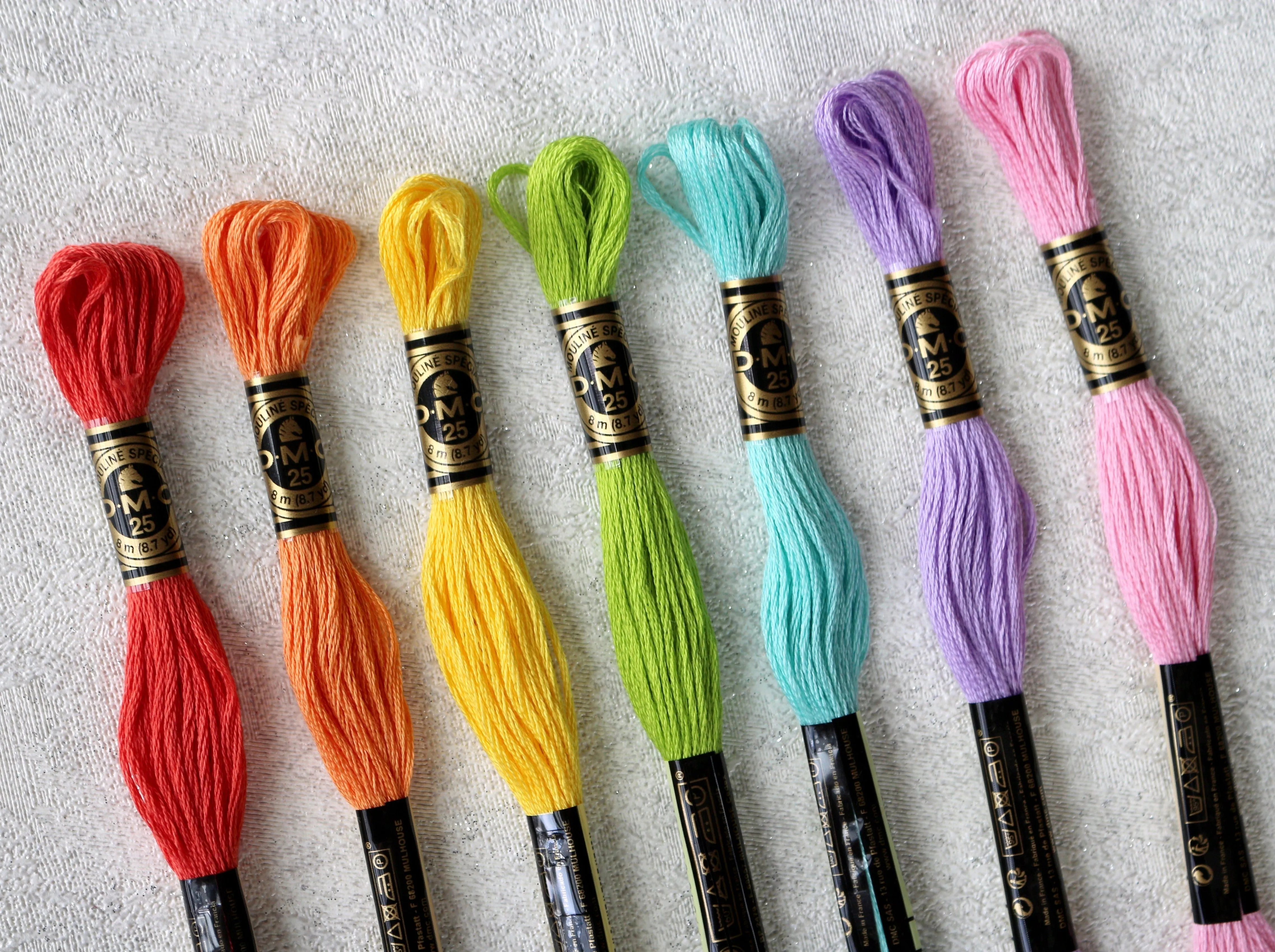 Pastel Colours - DMC Stranded Cotton Embroidery Thread (Pack of 7 threads)
