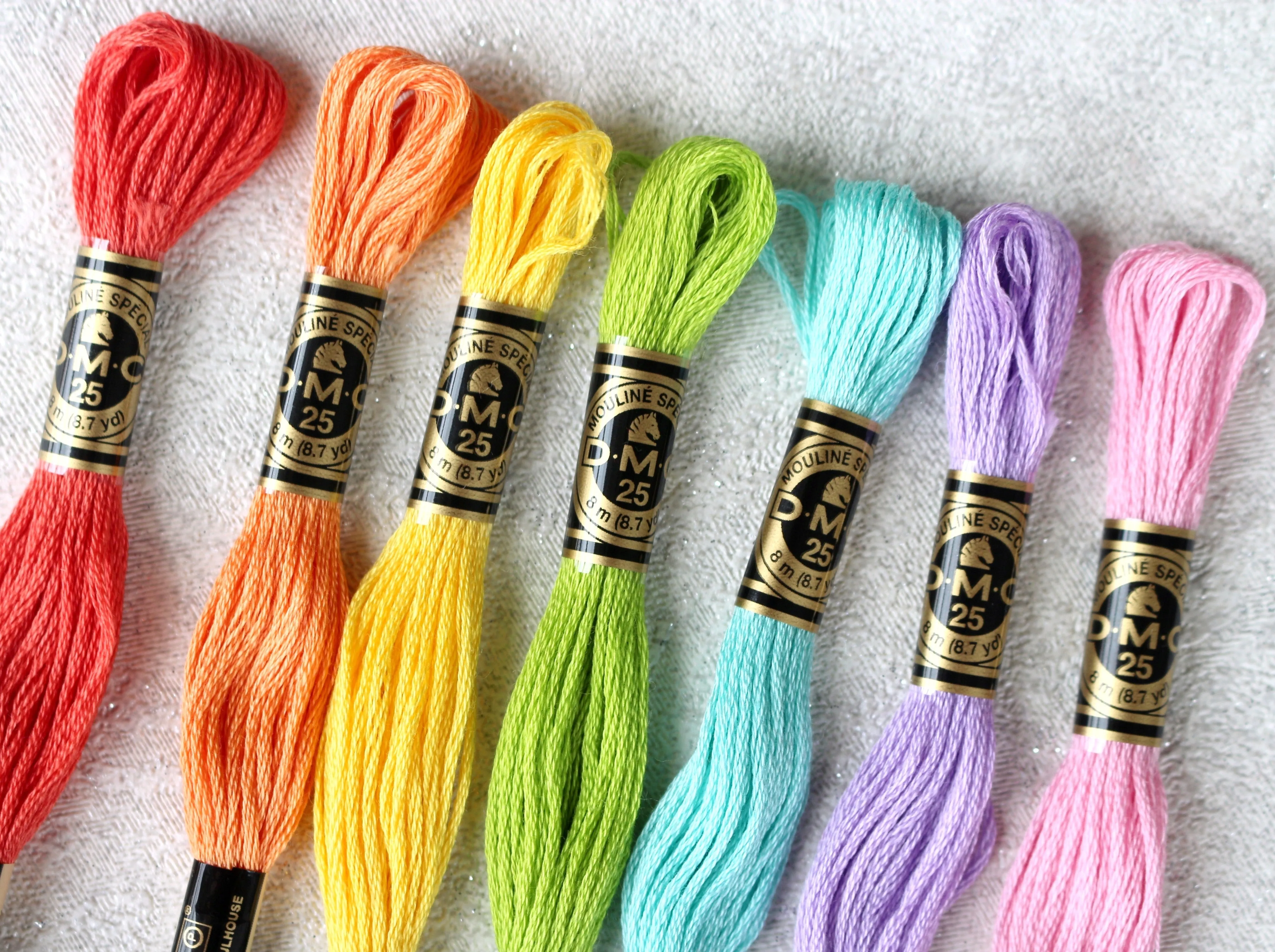 Pastel Colours - DMC Stranded Cotton Embroidery Thread (Pack of 7 threads)