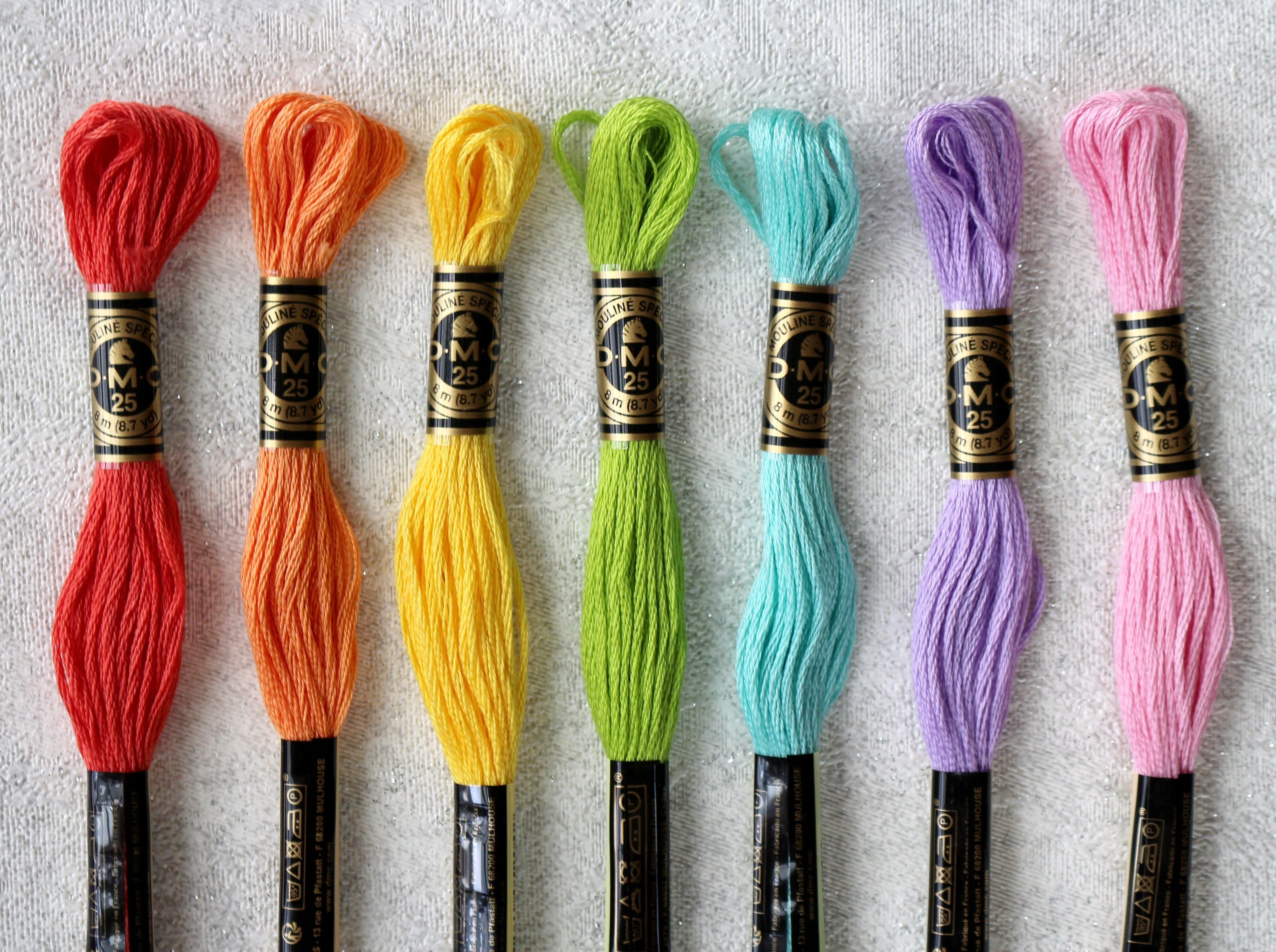 Pastel Colours - DMC Stranded Cotton Embroidery Thread (Pack of 7 threads)