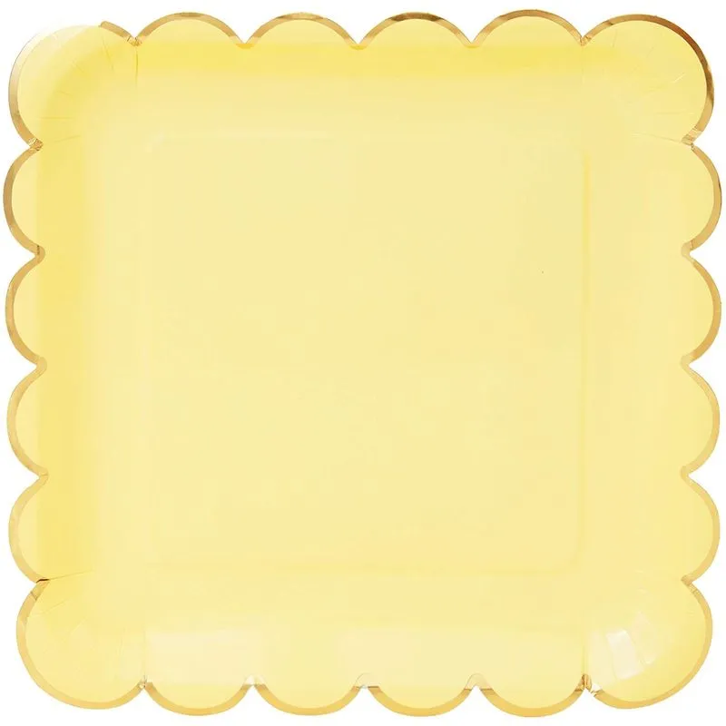 Pastel Paper Plates with Scalloped Gold Foil (9 Inches, 48 Pack)