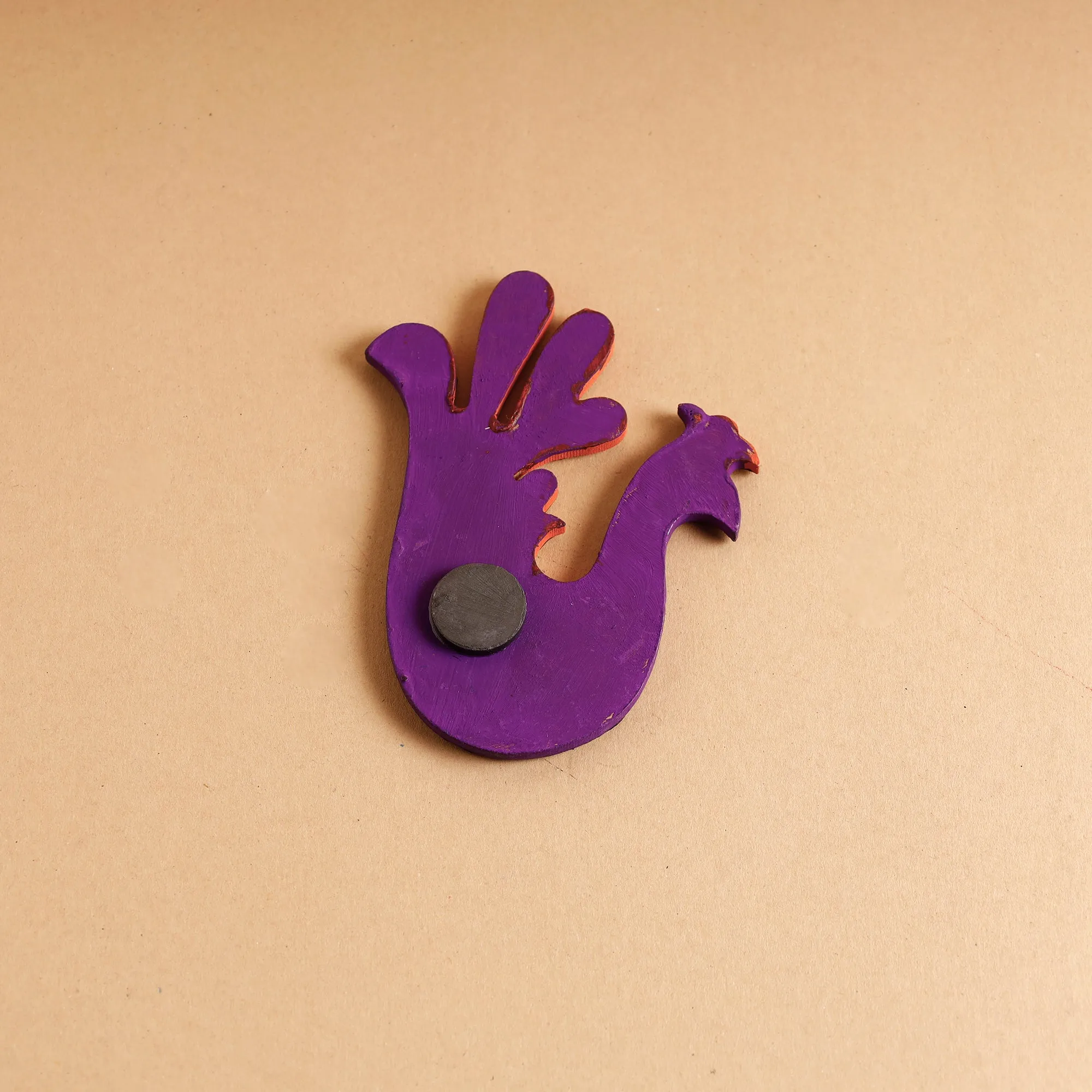 Peacock - Abstract Pastel Handpainted Wooden Magnet
