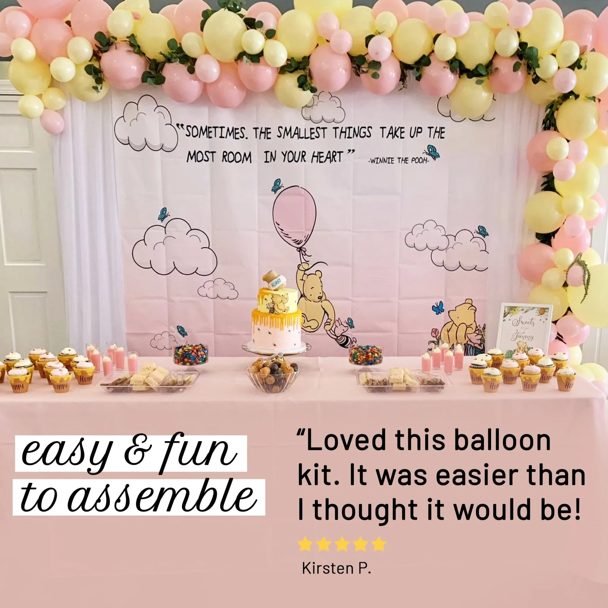 Pink Classic Pooh Balloon Arch - Balloon Garland Kit